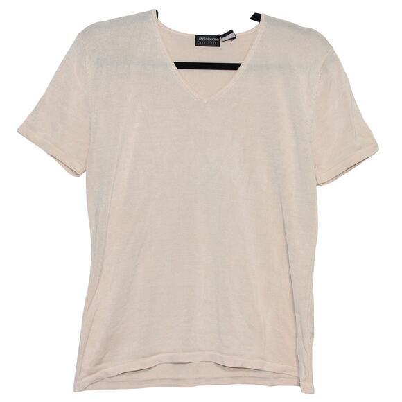 Liz Claiborne Collection 100% Silk Short Sleeve Top Cream Size Large - Picture 2 of 8